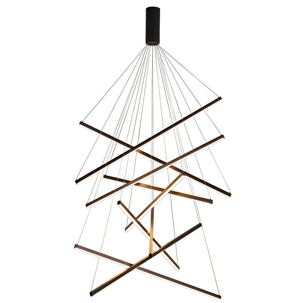 Minimalist Strip – Stepless Dimming LED Black Modern Chandelier with Remote