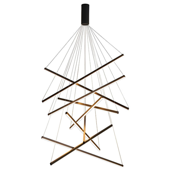 Minimalist Strip – Stepless Dimming LED Black Modern Chandelier with Remote