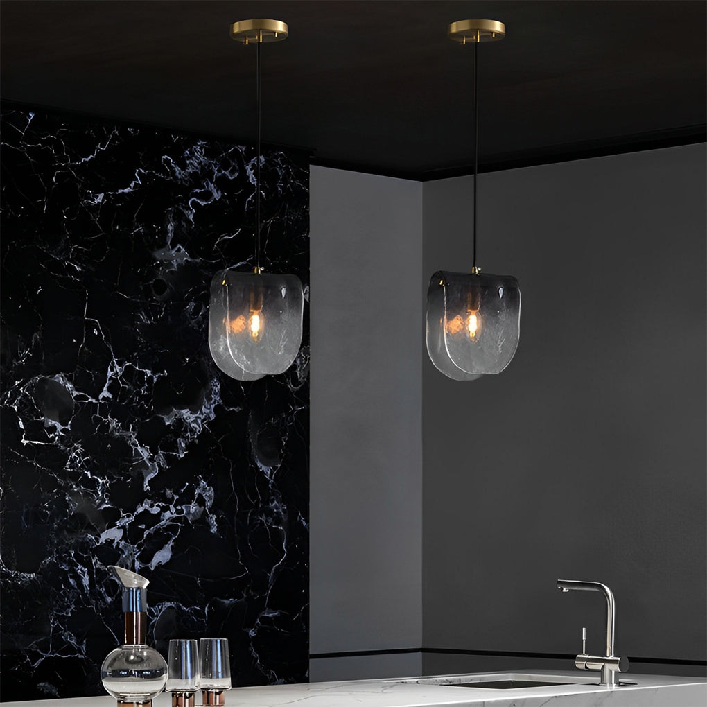 Gradient Smokey Gray Glass Post-Modern Small Chandelier Pendant Light