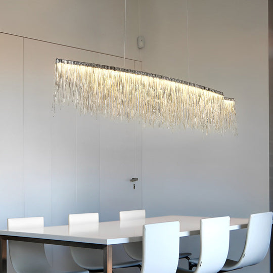 Aluminum Tassels Chain LED Dimmable Post Modern Dining Room Chandelier