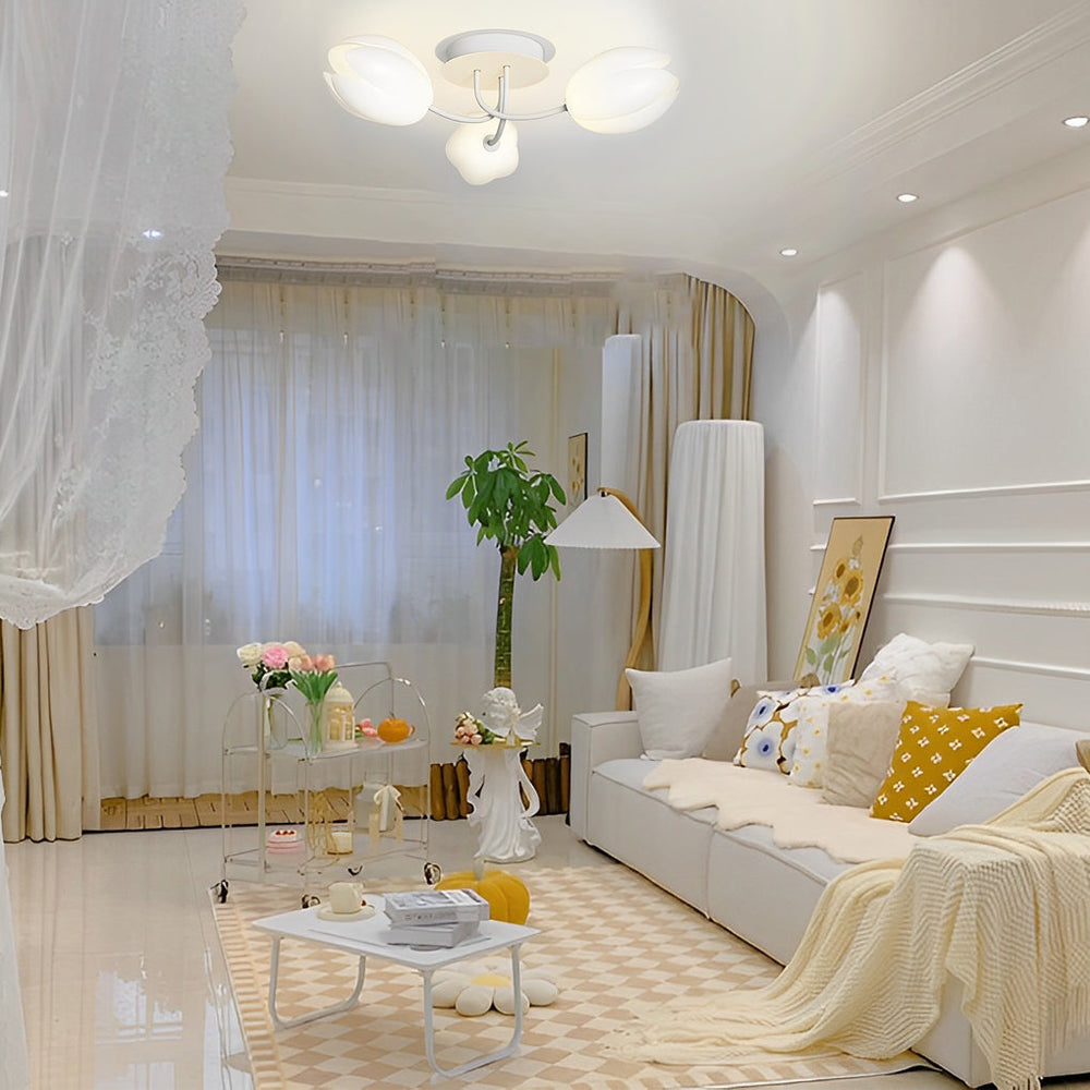 Tulips Flowers G9 14W White Minimalist Ceiling Light Chandelier