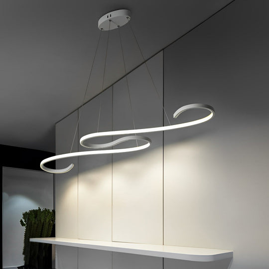 Creative Wavy Lines Stepless Dimming LED White Minimalist Chandelier
