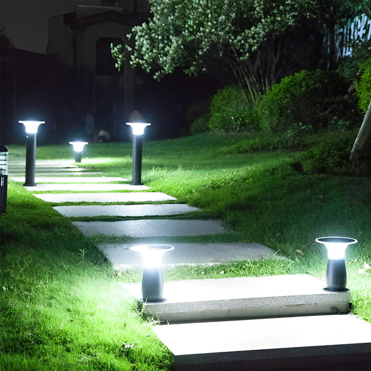 Efficient 3.5W Solar LED Path Downlights – 360° Modern Black Landscape Lighting