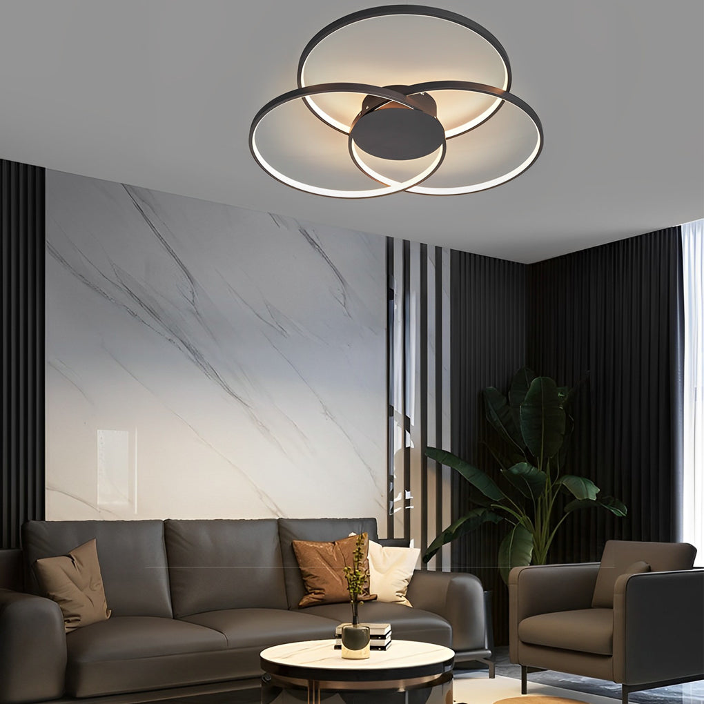 Three Rings Stepless Dimming Electroplated Metal Nordic Ceiling Light