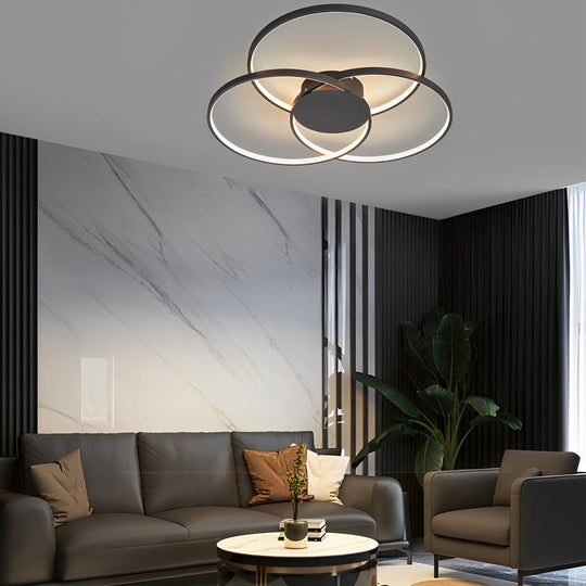 Three Rings Stepless Dimming Electroplated Metal Nordic Ceiling Light
