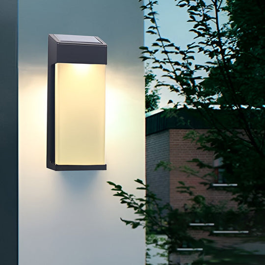 2 Pcs Rectangular LED Light Controlled Waterproof Outdoor Solar Sconce Lighting