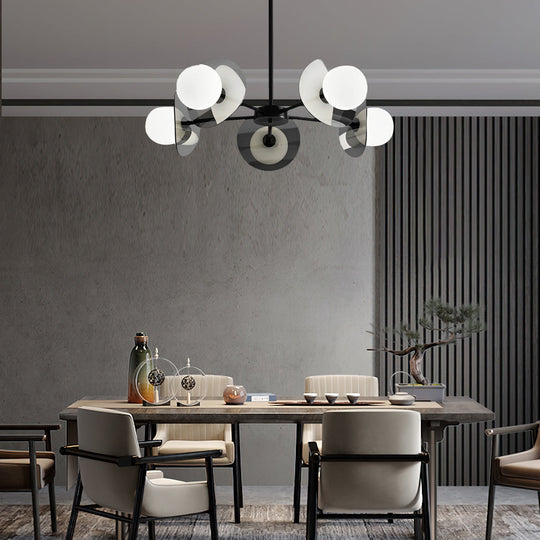 Round Electroplated Glass Piece Copper Black Modern Chandelier