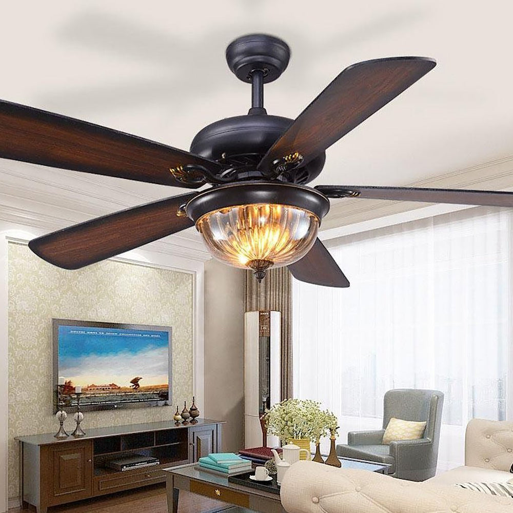 5-Blade Farmhouse Style Ceiling Fan with Lights and Remote