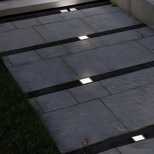 5-Light LED Modern Square In-Ground Well Lights Step Deck Lighting with Light Sensor for Pathways