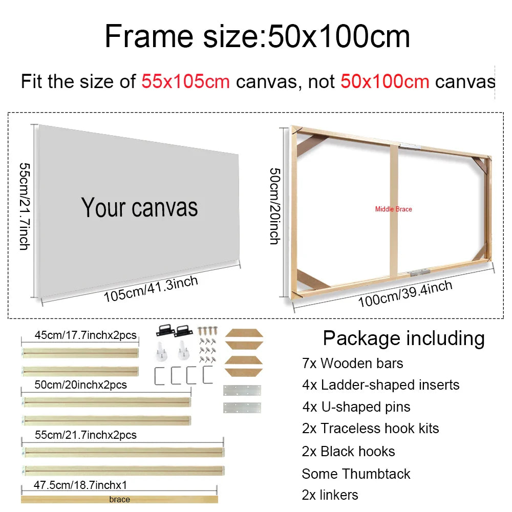 Solid Wood Canvas Stretcher Frame DIY Kit Multiple Sizes