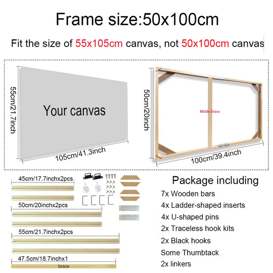 Solid Wood Canvas Stretcher Frame DIY Kit Multiple Sizes