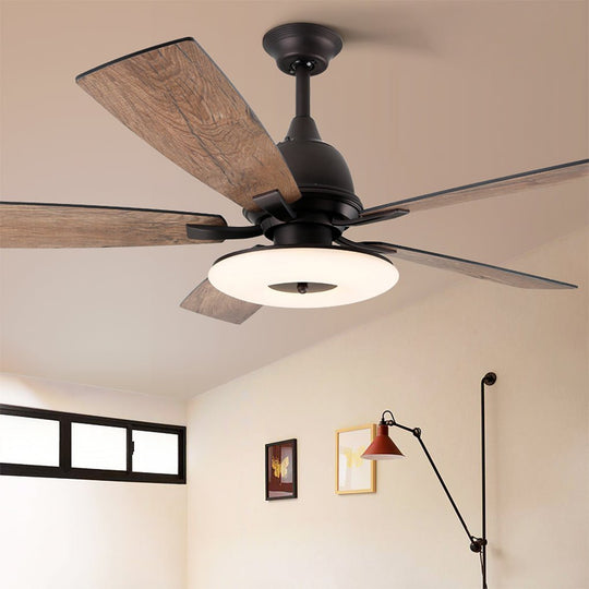 52 Inch Nordic Retro Ceiling Fan with 50W LED Light and Remote Control