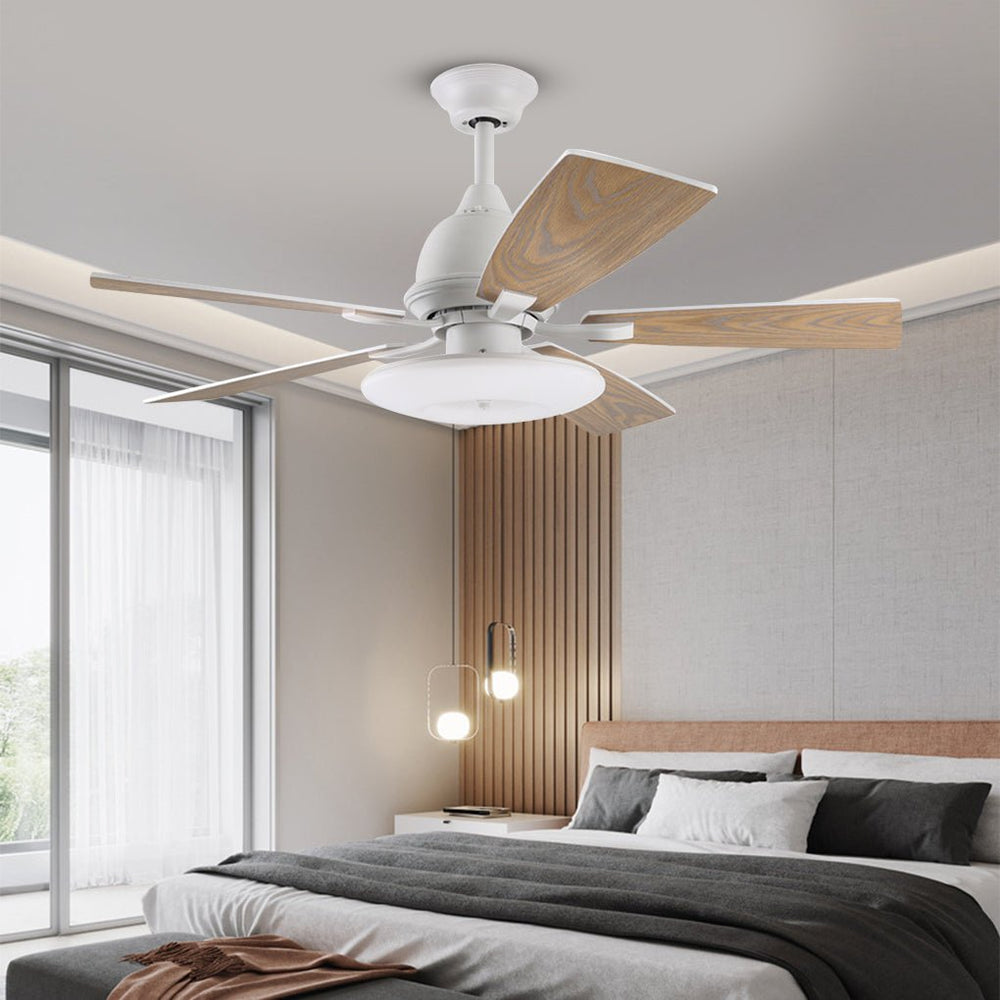 52 Inch Nordic Retro Ceiling Fan with 50W LED Light and Remote Control