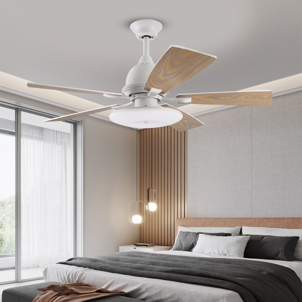 52 Inch Nordic Retro Ceiling Fan with 50W LED Light and Remote Control