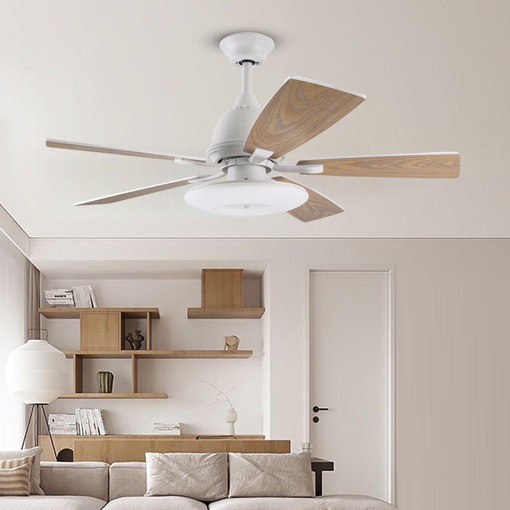52 Inch Nordic Retro Ceiling Fan with 50W LED Light and Remote Control