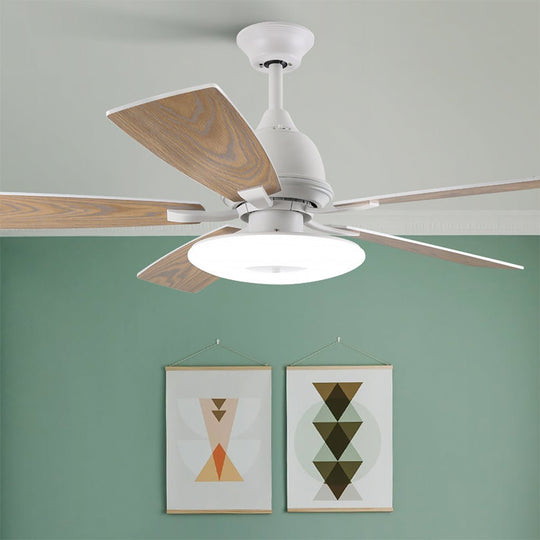 52 Inch Nordic Retro Ceiling Fan with 50W LED Light and Remote Control