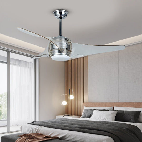 52-Inch Modern Minimalist LED Ceiling Fan Chandelier with Remote – Transparent Blades
