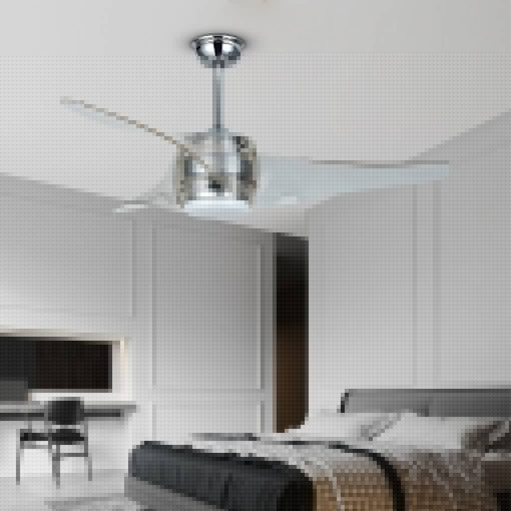 52-Inch Modern Minimalist LED Ceiling Fan Chandelier with Remote – Transparent Blades