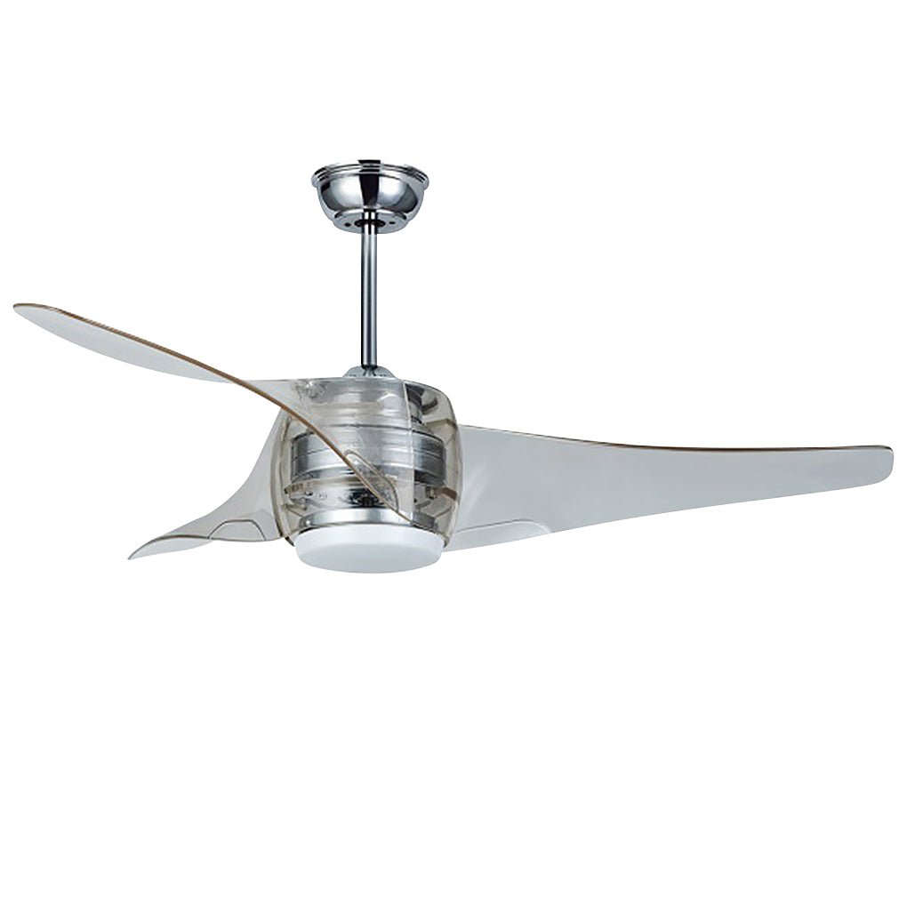 52-Inch Modern Minimalist LED Ceiling Fan Chandelier with Remote – Transparent Blades