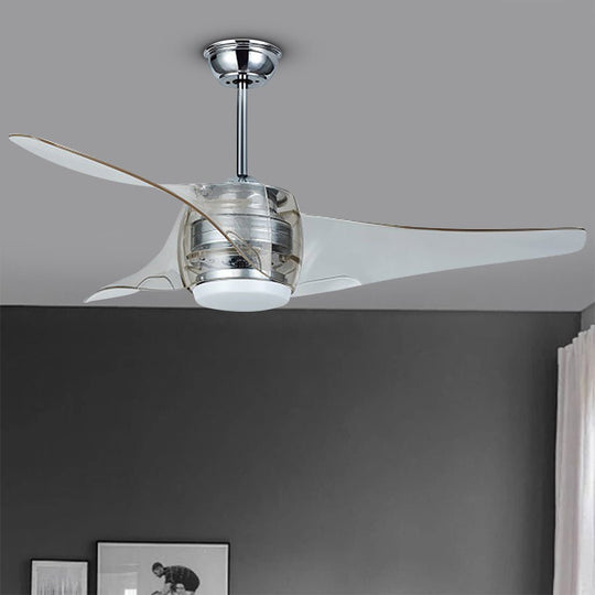 52-Inch Modern Minimalist LED Ceiling Fan Chandelier with Remote – Transparent Blades