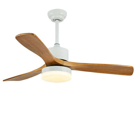 52-Inch Nordic Solid Wood LED Ceiling Fan Lamp
