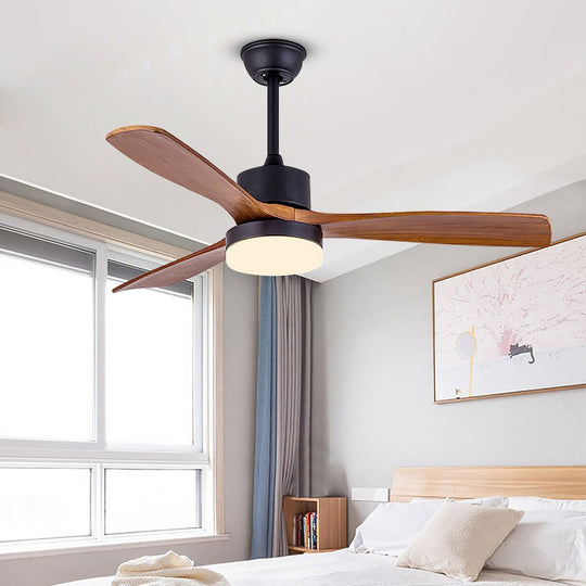 52-Inch Nordic Solid Wood LED Ceiling Fan Lamp