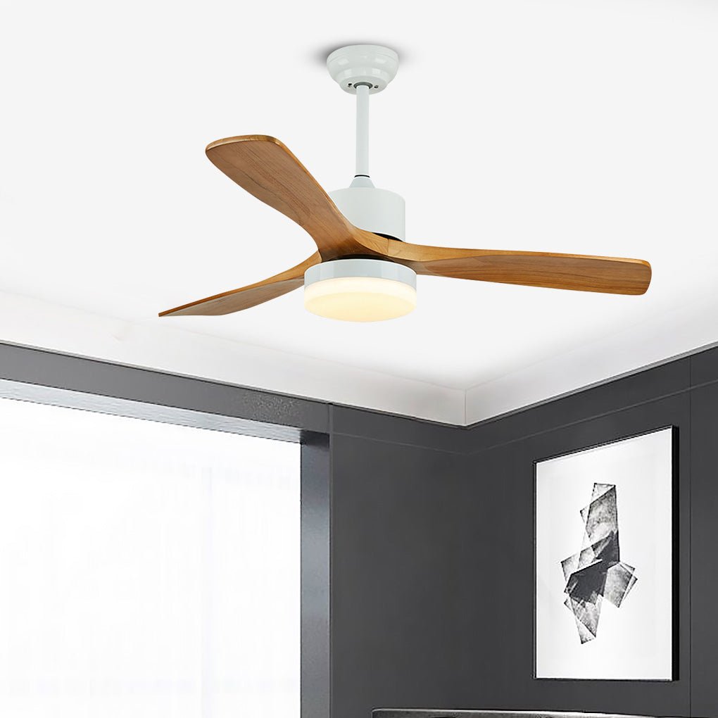 52-Inch Nordic Solid Wood LED Ceiling Fan Lamp