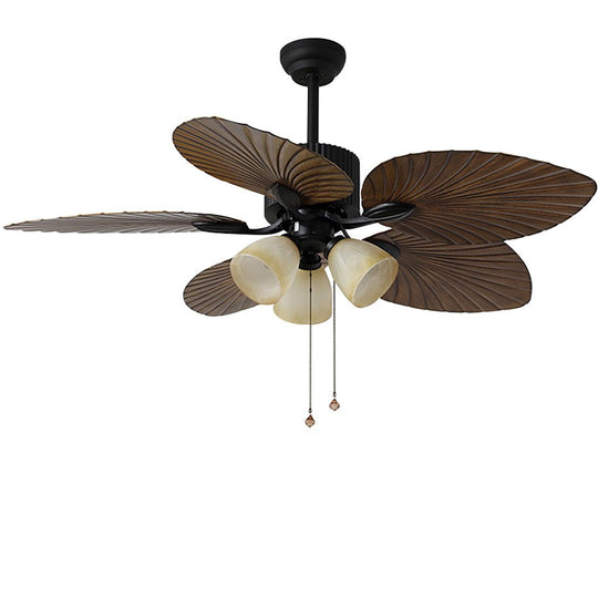 52 Inch Rustic Leaf Blade Ceiling Fan with 12W Dimming LED and Inverter Motor