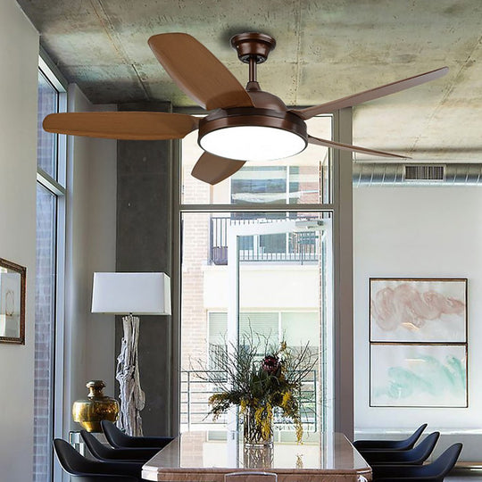 52" Wooden Ceiling Fan with LED Light and Remote
