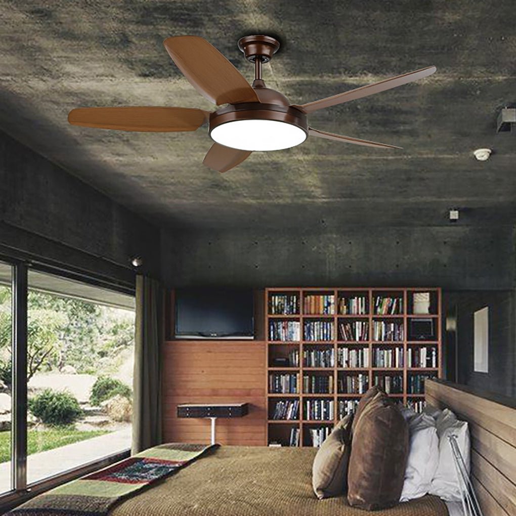 52" Wooden Ceiling Fan with LED Light and Remote