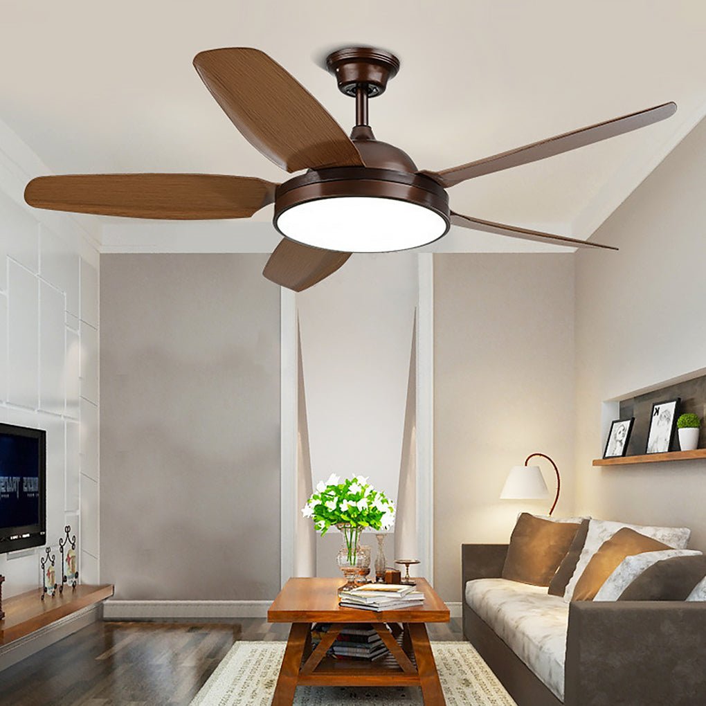 52" Wooden Ceiling Fan with LED Light and Remote