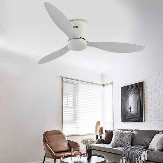 52 Inch Remote Control Ceiling Fan with Three-Color Dimming LED Light