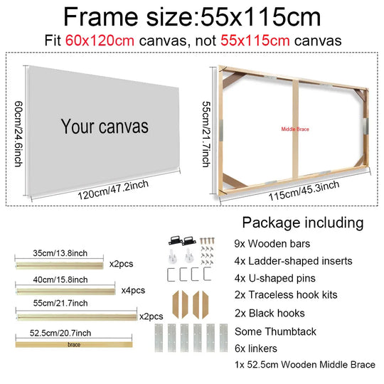 Solid Wood Canvas Stretcher Frame DIY Kit Multiple Sizes
