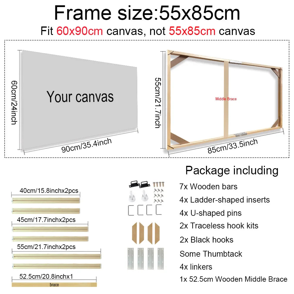 Solid Wood Canvas Stretcher Frame DIY Kit Multiple Sizes