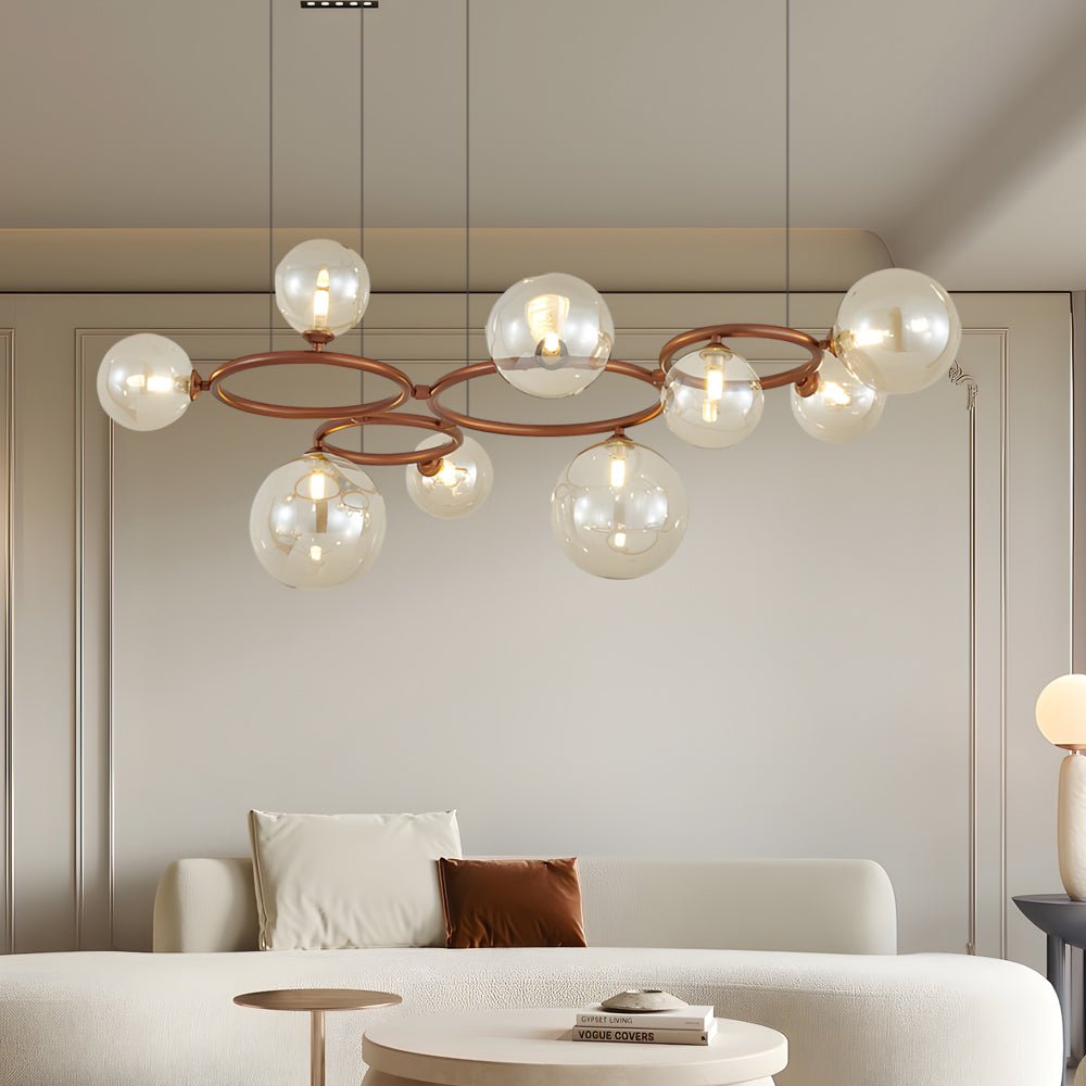 5 / 7 / 9 Light Glass Ball Circular Contemporary Chandelier with 3 Step Dimming