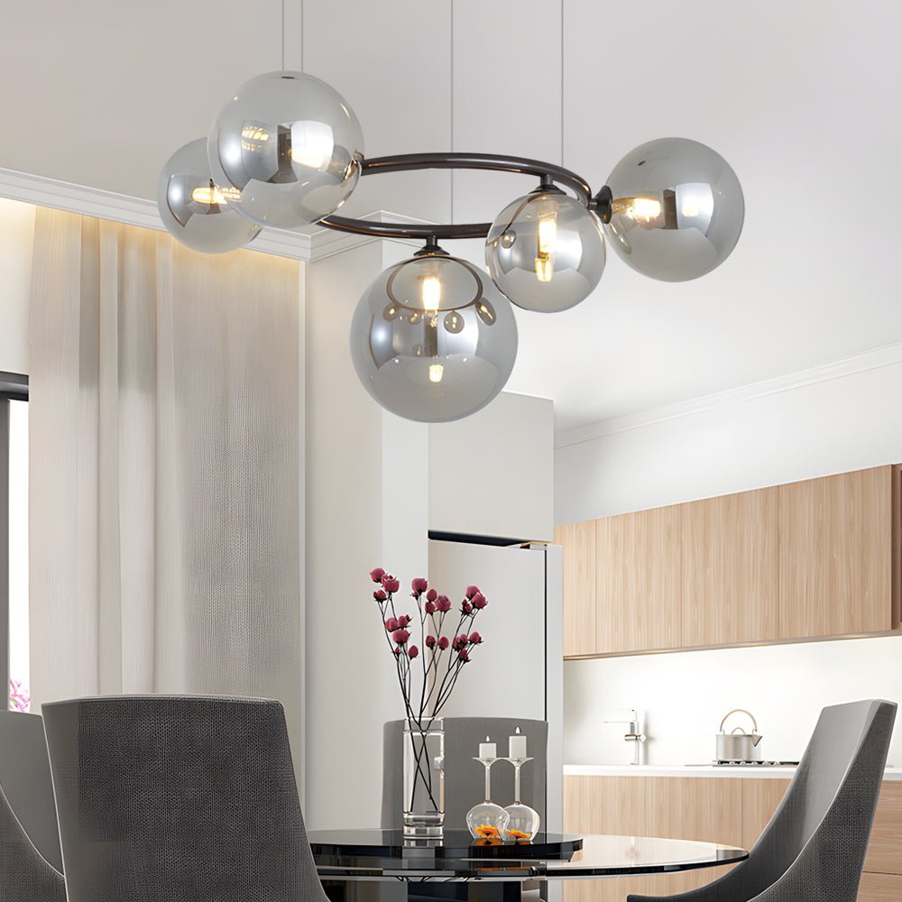 5 / 7 / 9 Light Glass Ball Circular Contemporary Chandelier with 3 Step Dimming