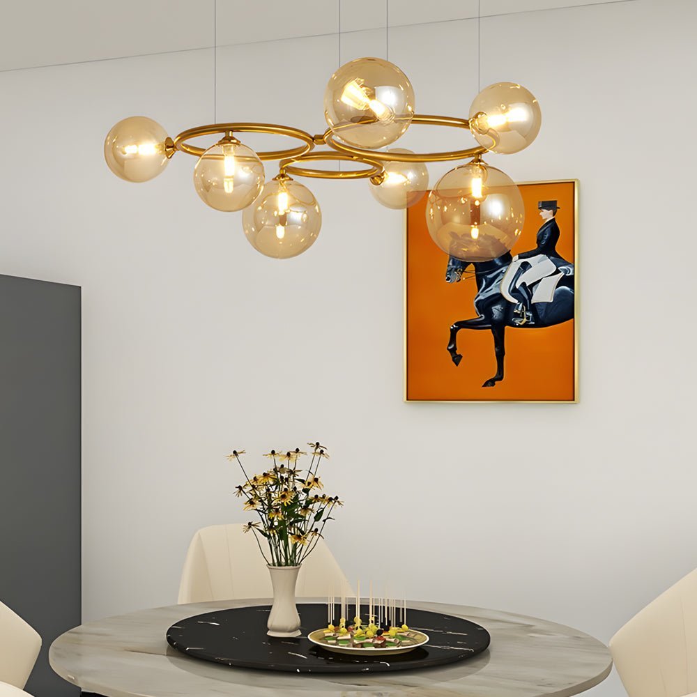 5 / 7 / 9 Light Glass Ball Circular Contemporary Chandelier with 3 Step Dimming