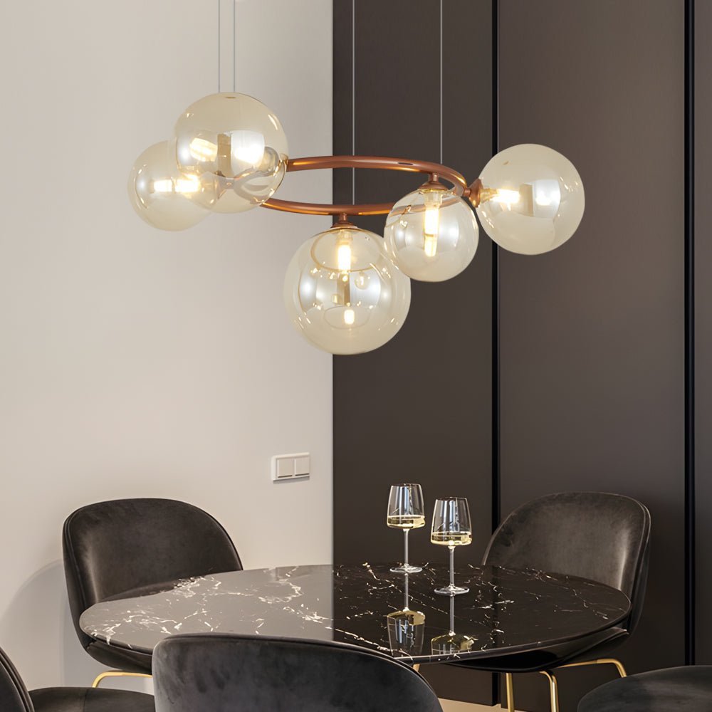 5 / 7 / 9 Light Glass Ball Circular Contemporary Chandelier with 3 Step Dimming