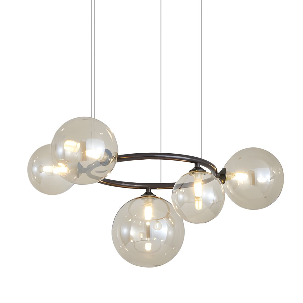 5 / 7 / 9 Light Glass Ball Circular Contemporary Chandelier with 3 Step Dimming