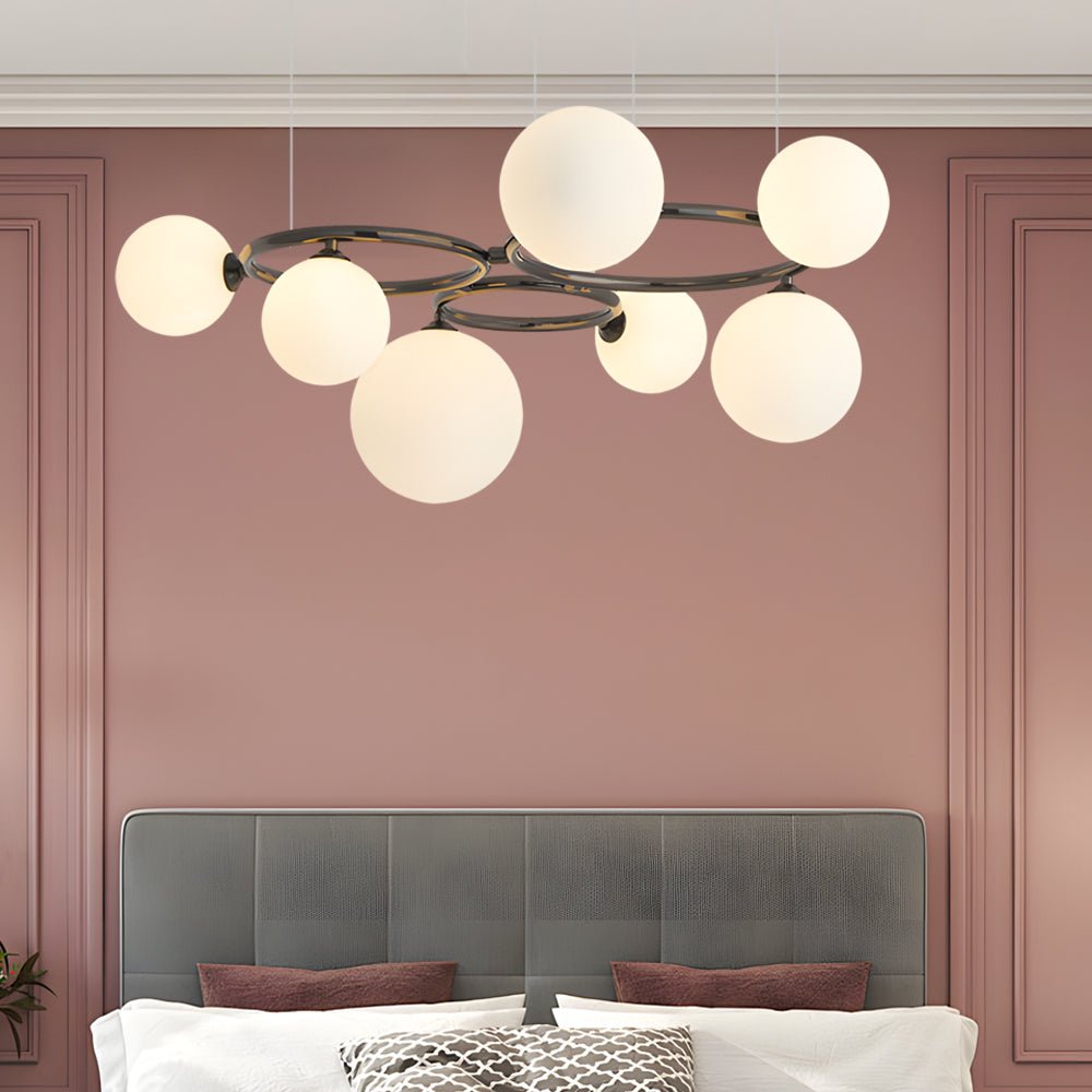 5 / 7 / 9 Light Glass Ball Circular Contemporary Chandelier with 3 Step Dimming