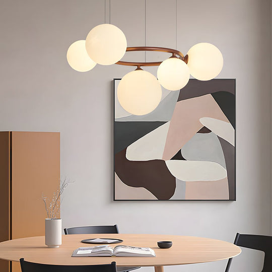 5 / 7 / 9 Light Glass Ball Circular Contemporary Chandelier with 3 Step Dimming