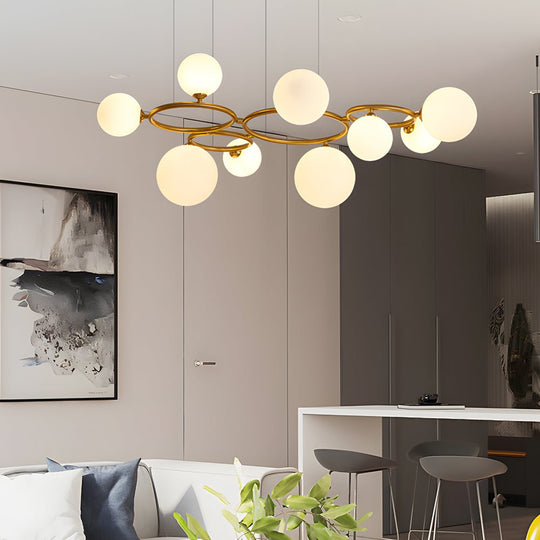 5 / 7 / 9 Light Glass Ball Circular Contemporary Chandelier with 3 Step Dimming