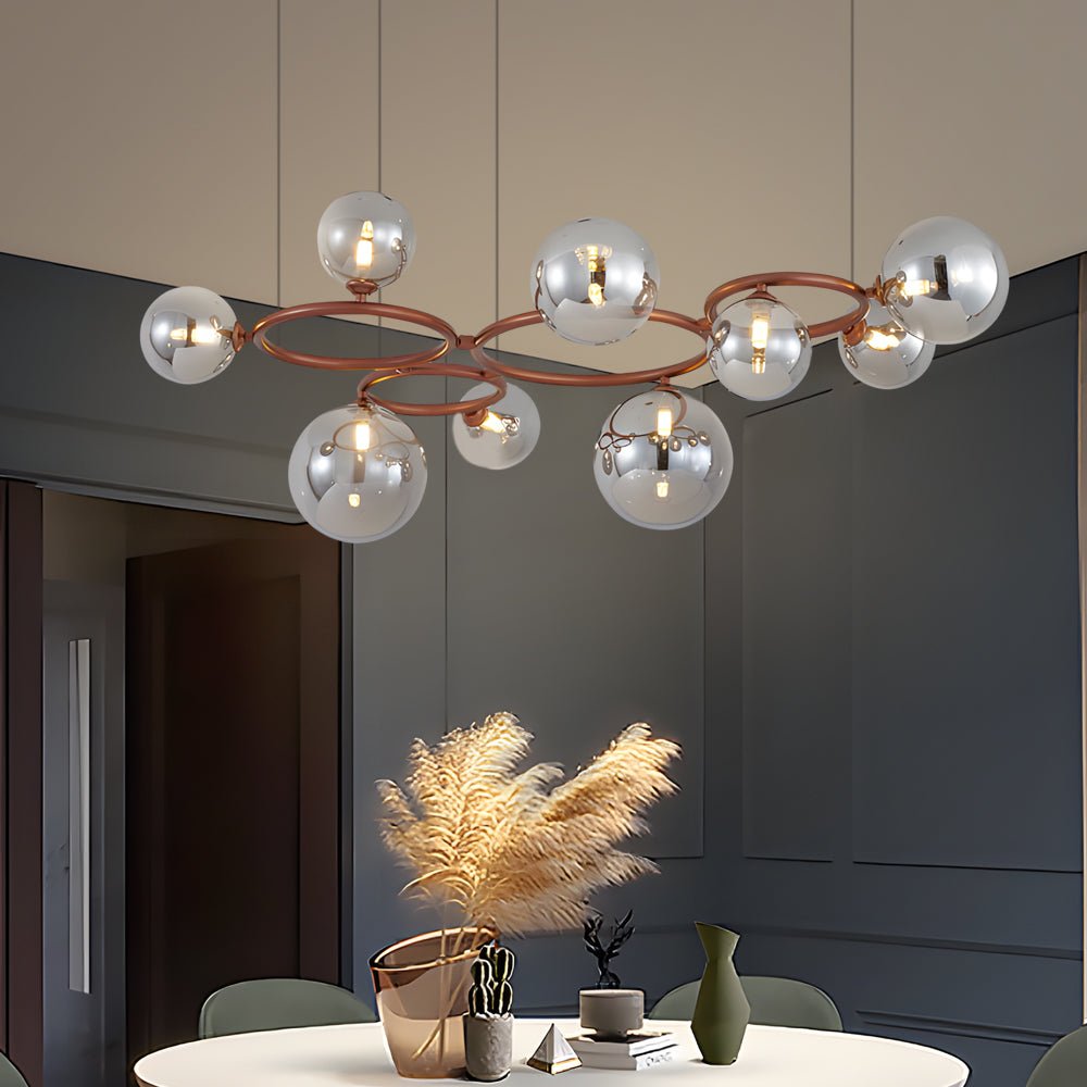 5 / 7 / 9 Light Glass Ball Circular Contemporary Chandelier with 3 Step Dimming