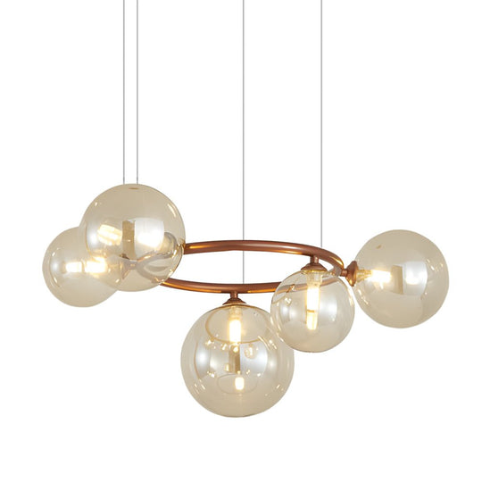 5 / 7 / 9 Light Glass Ball Circular Contemporary Chandelier with 3 Step Dimming