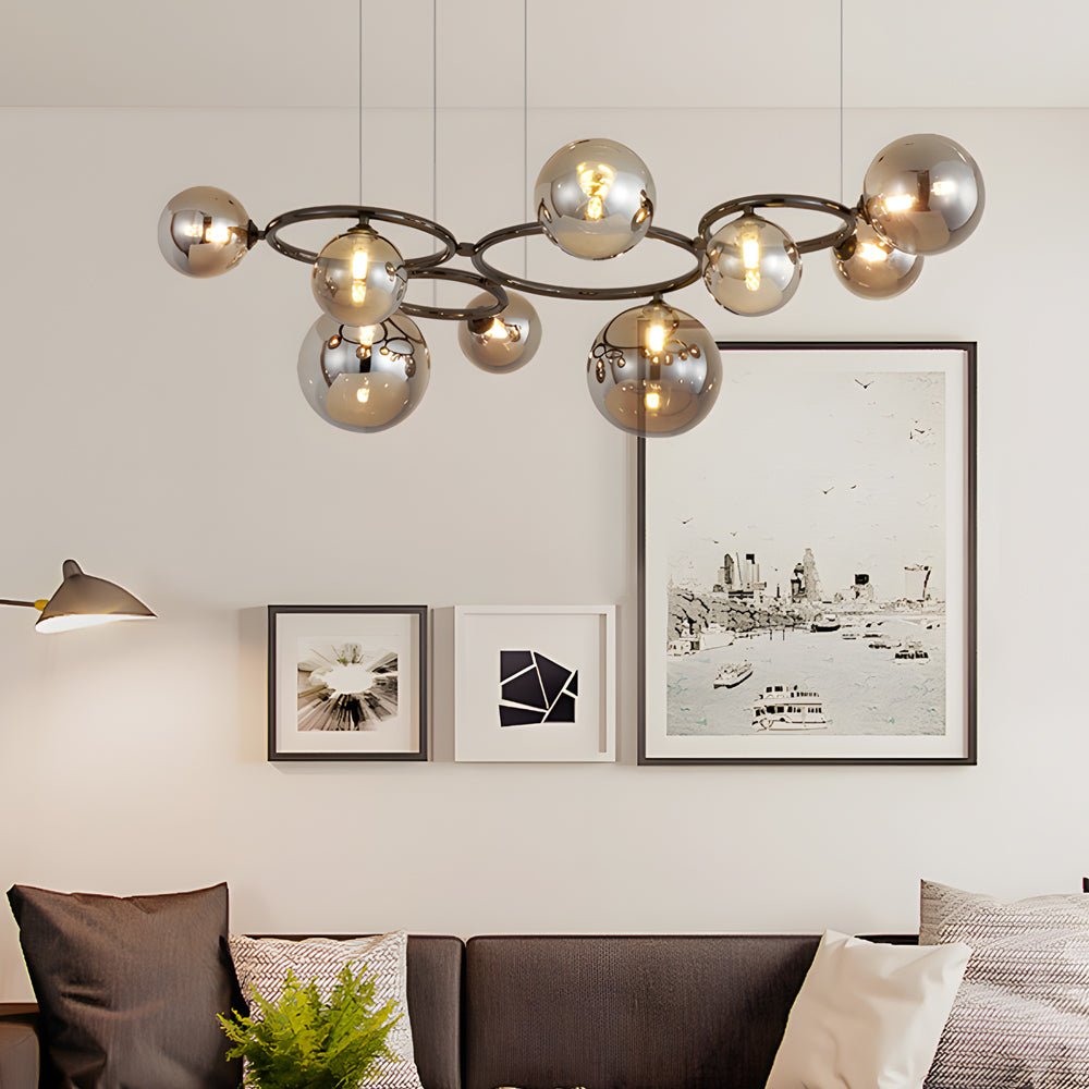 5 / 7 / 9 Light Glass Ball Circular Contemporary Chandelier with 3 Step Dimming