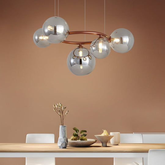 5 / 7 / 9 Light Glass Ball Circular Contemporary Chandelier with 3 Step Dimming