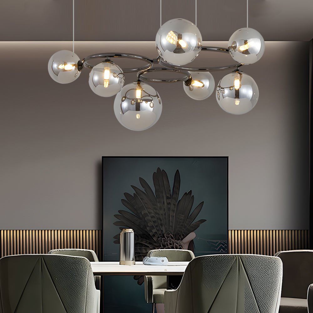 5 / 7 / 9 Light Glass Ball Circular Contemporary Chandelier with 3 Step Dimming