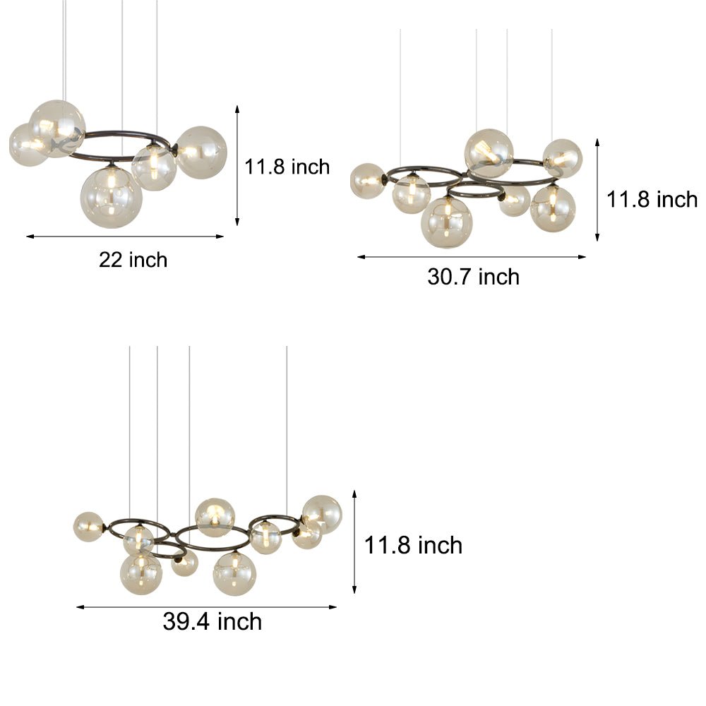 5 / 7 / 9 Light Glass Ball Circular Contemporary Chandelier with 3 Step Dimming