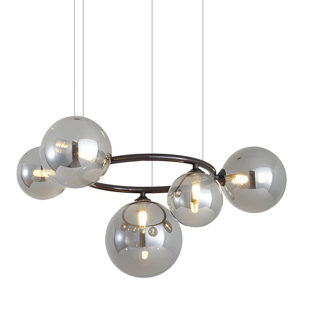 5 / 7 / 9 Light Glass Ball Circular Contemporary Chandelier with 3 Step Dimming