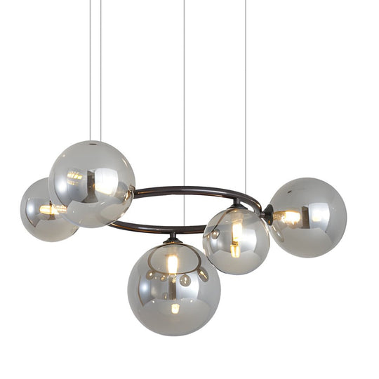 5 / 7 / 9 Light Glass Ball Circular Contemporary Chandelier with 3 Step Dimming
